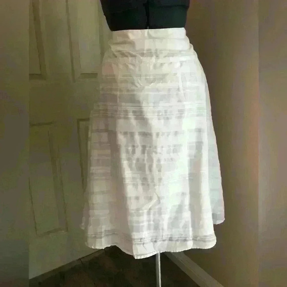 VTG MERVYN' S HILLARD & HANSEN WHITE STRIPED LINED A-LINE SKIRT SIZE 4 - Picture 6 of 8